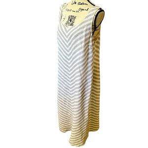 2/$15.  J. Jill 100% linen Gray and White Striped Maxi Dresses.